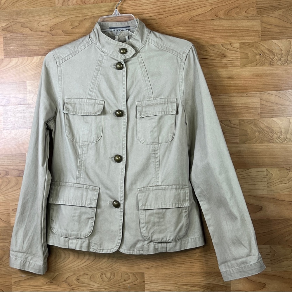 Liz Claiborne Tan Jacket with Brass(looks like) Buttons Size 6